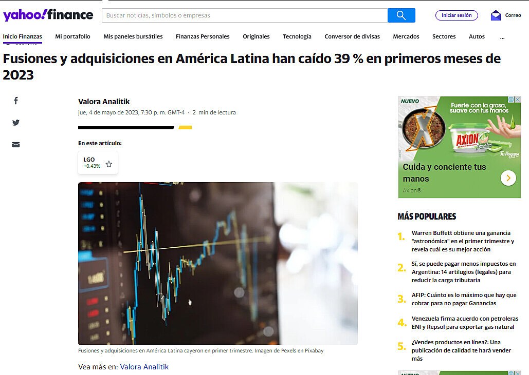 Fusiones y adquisiciones en Amrica Latina han cado 39 % en primeros meses de 2023